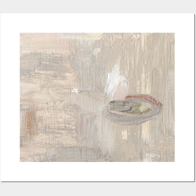 Abstract Oil Painting Waterlily Beige White Wall Art by Go Abstract Art